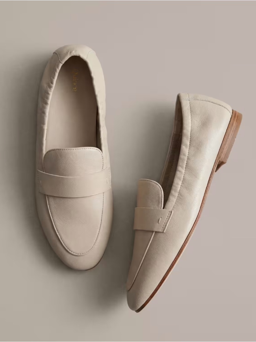 New Quince Italian leather soft loafer almond sz 10 classic minimalist office
